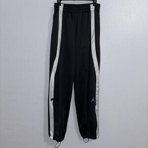 Jordan Mens Track Pants L Gray White Striped Dri-Fit Athletic Joggers Straight